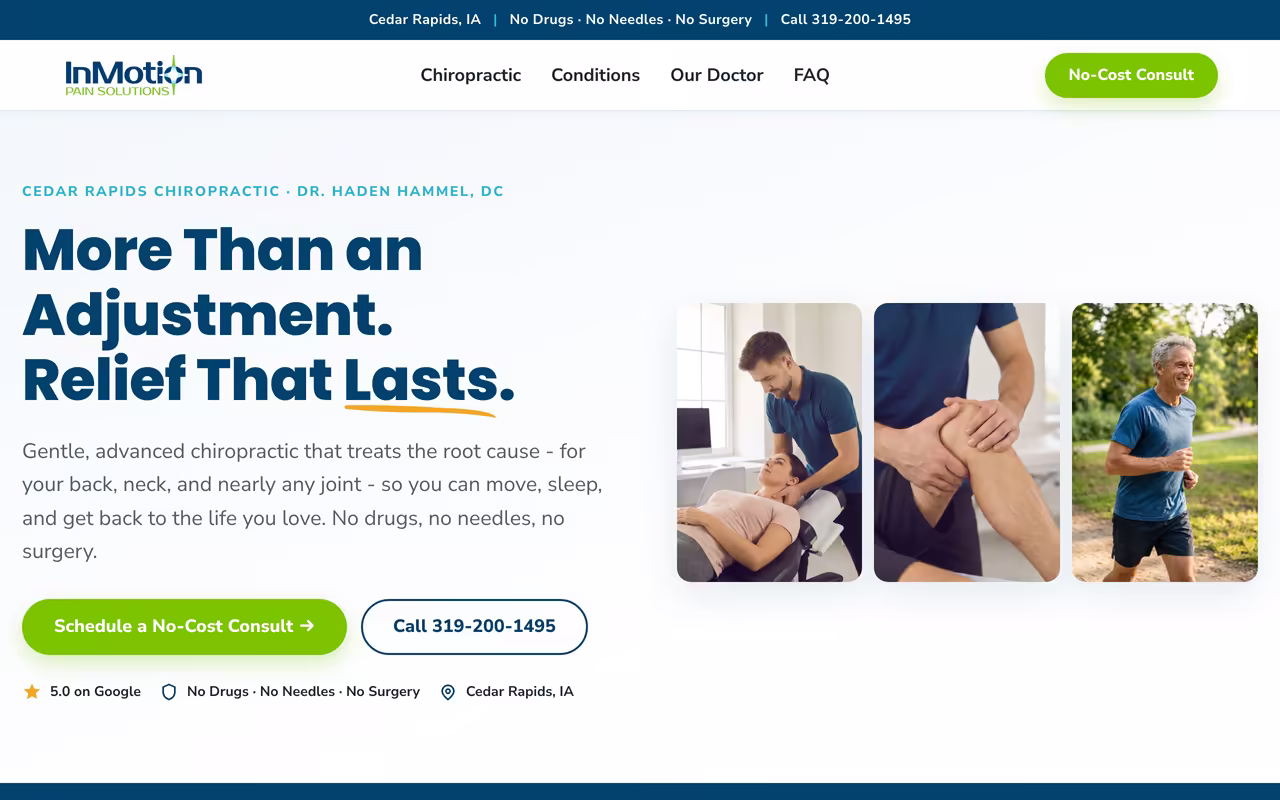 InMotion Pain Solutions landing page